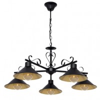 Distribuidor - Lâmpadas Diversas | Lâmpadas Rústicas | LAMPARA AZALEA 5XE27 NEGRO/ORO REGX74X74 CM Ref: 151055016
